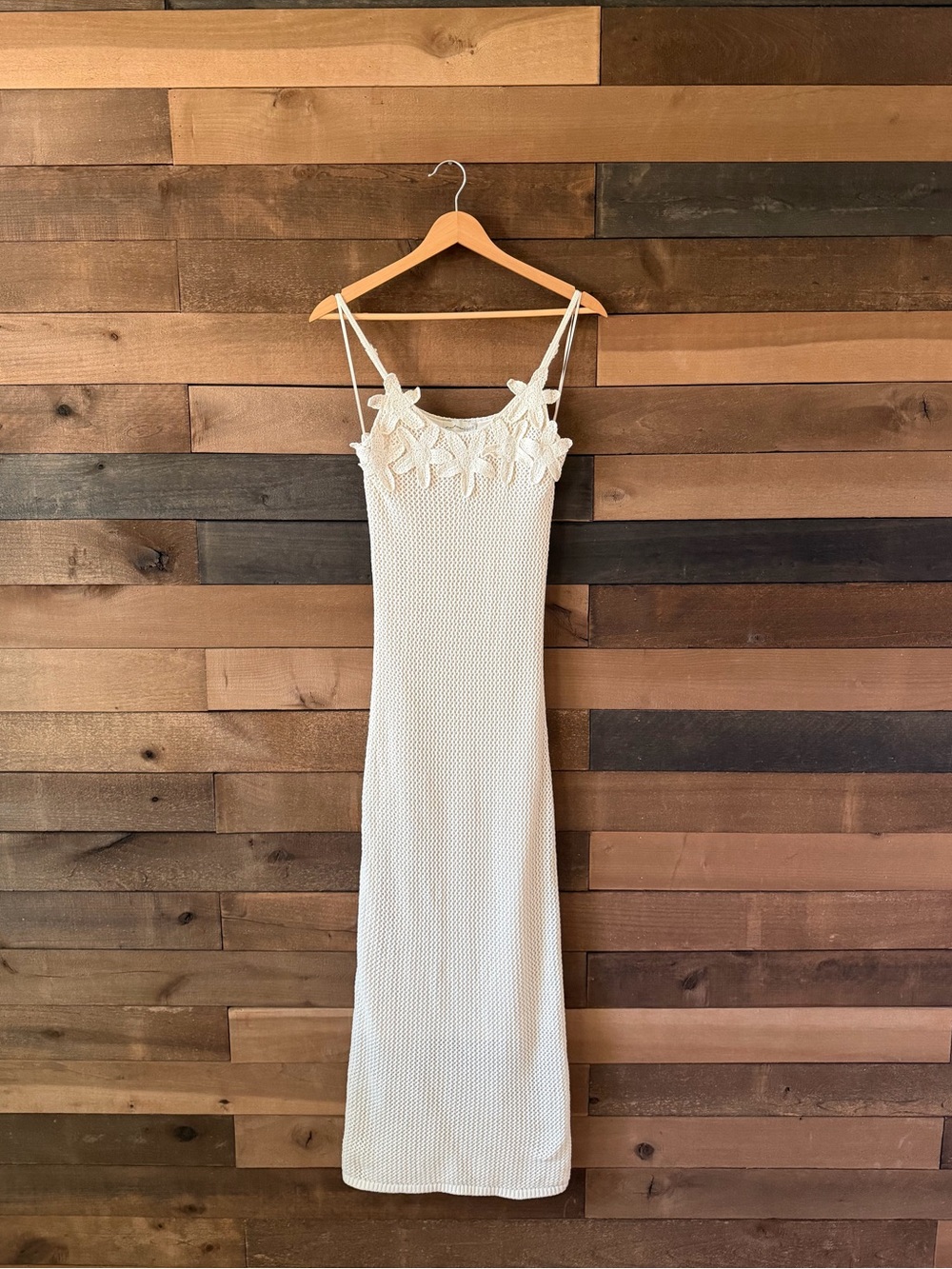 Freshman 1996 Crochet Flower Sweater Maxi Dress Cream Size Small - Picture 10 of 12